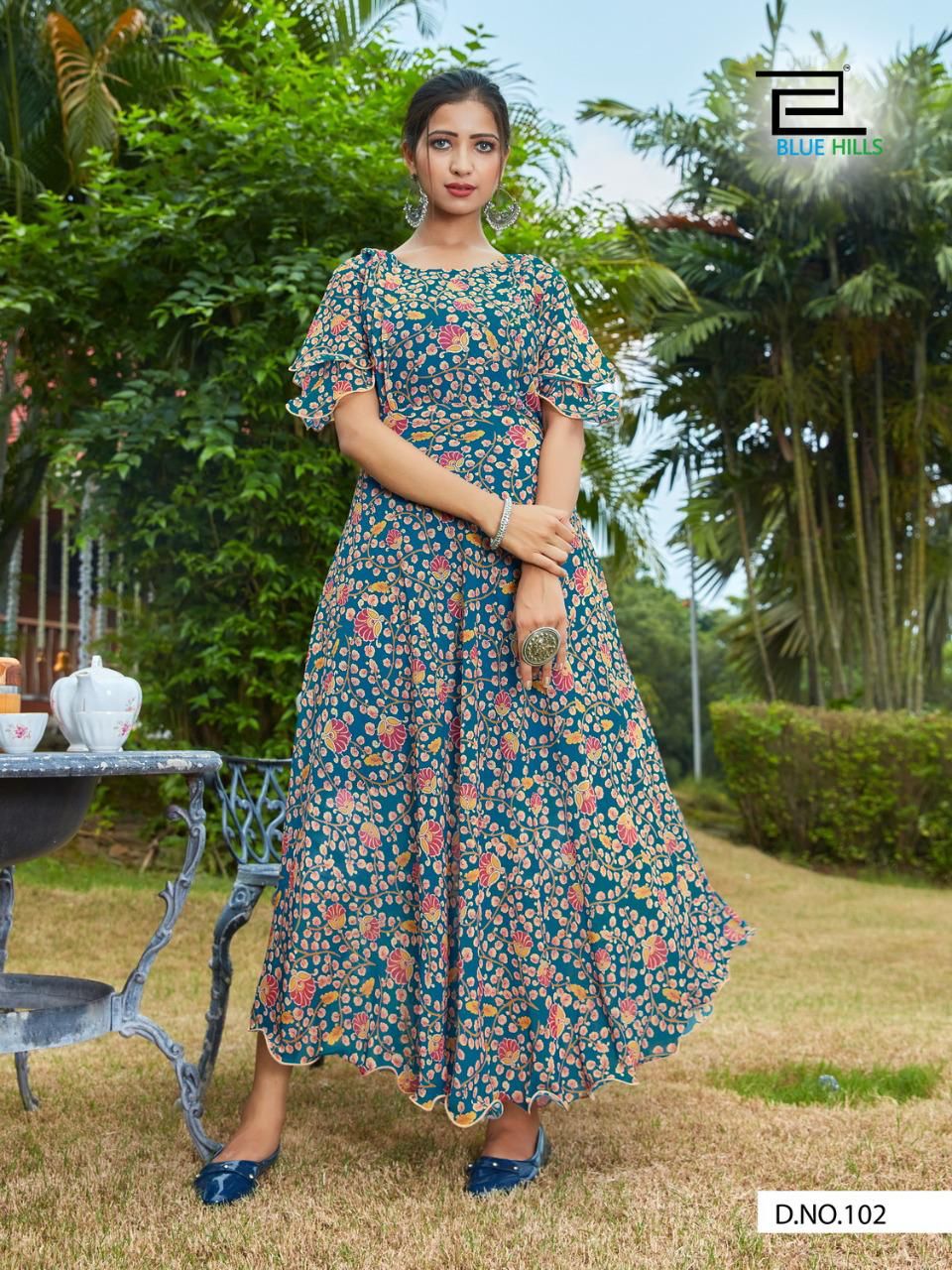 Blue Hills Big Bull 3 Ethnic Wear Fancy Designer Chiffon Digital Print  Anarkali Kurti Collection